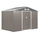 Outsunny Storage Shed in Galvanised Steel with Sliding Door 9ft x 6ft - Grey