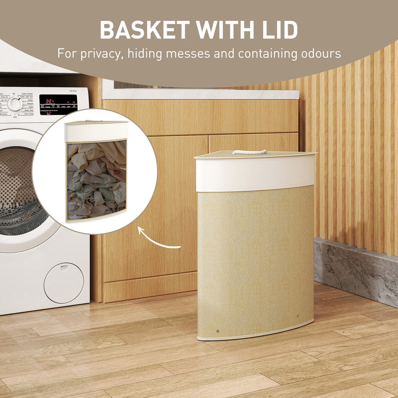 HOMCOM 55L Laundry Hamper With Removable Washable Liner Bag
