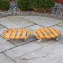40cm Heavy Duty Traditional Wooden Plant Stand Trolley on Metal Castor Wheels