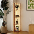 HOMCOM Corner Floor Lamp with Dimmable Warm White LED Light, Rustic Brown