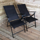 Set of 2 Outdoor Garden Patio Multi Position Reclining Folding Chair in Black