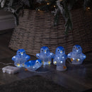 Set Of 5 Battery Operated Light Up Acrylic Christmas Penguins With LEDs