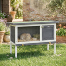 PawHut Rabbit Hutch, Guinea Pig Hutch Outdoor Cage W/ Asphalt Roof, Green