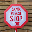1.1m Battery Operated Light up Christmas Santa Stop Here Sign with LEDs