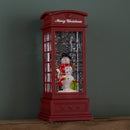 25cm Battery Operated Light up Christmas Phone Box Water Spinner with Snowman Scene & LEDs