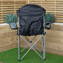 Luxury Padded High Back Outdoor Folding Chair with Cupholder in Grey