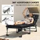 Outsunny Folding Sun Loungers Set Of 2, Sun Bed With Canopy, Black