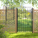 Outsunny Galvanised Steel Garden Fence Gate Security Barrier with Lock, Keys