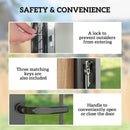 Outsunny Galvanised Steel Garden Fence Gate Security Barrier with Lock, Keys
