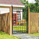 Outsunny Galvanised Steel Garden Fence Gate Security Barrier with Lock, Keys