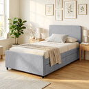 HOMCOM 90 x 190 cm Upholstered Single Bed, Pull Out Trundle Bed, Light Grey