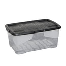 42L Clear Storage Box with Black Lid, Stackable and Nestable Design Storage Solution