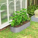 Outsunny Galvanised Raised Garden Bed Planter Box with Safety Edging Silver