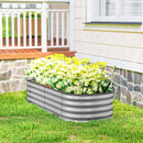 Outsunny Galvanised Raised Garden Bed Planter Box with Safety Edging Silver