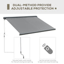 Outsunny 3.5x3m LED Light Full Cassette Case Electric Awning Door Window Sun Shade Patio Canopy Retractable W/ Remote Grey