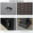 Outsunny Square Propane Gas Fire Pit Table, 50000 BTU Rattan Smokeless Firepit Patio Heater with Glass Screen, Glass Beads and Lid, 82cm x 82cm x 66cm, Black