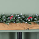 1.8m (6ft) New Jersey Christmas Garland With Red Berries Pinecones & Snow Tipped PVC Branches
