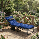 Outsunny Folding Sun Lounger, Sunbed With Canopy, Dark Blue