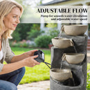 Outsunny 5 Tier Garden Water Feature, Outdoor Water Fountain With LED Lights