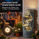 Outsunny 5 Tier Garden Water Feature, Outdoor Water Fountain With LED Lights