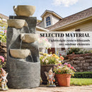 Outsunny 5 Tier Garden Water Feature, Outdoor Water Fountain With LED Lights