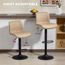 HOMCOM Barstools Set Of 2, Adjustable Dining Stool With Footrest And Backrest