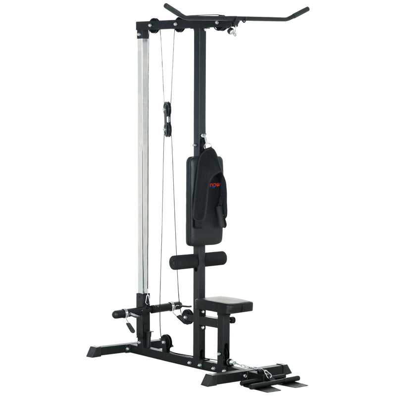 SPORTNOW Pull Up Station Power Cage with Adjustable Seat, Home Gym - Red