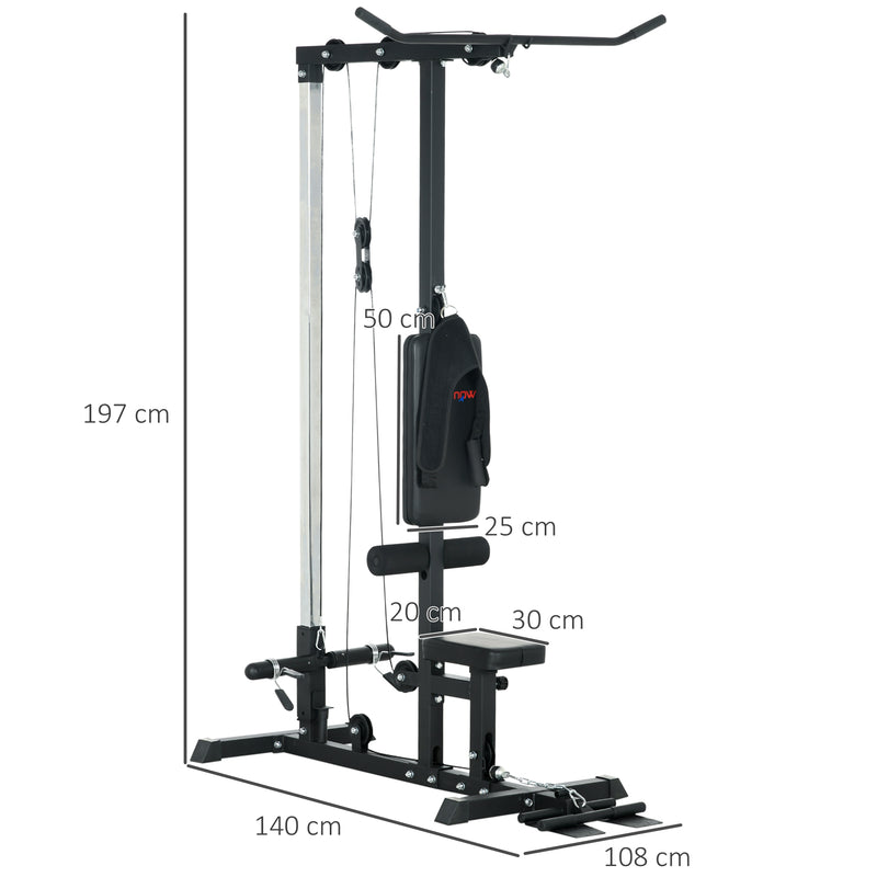 SPORTNOW Pull Up Station Power Cage with Adjustable Seat, Home Gym - Red