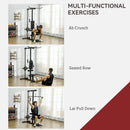 SPORTNOW Pull Up Station Power Cage with Adjustable Seat, Home Gym - Red