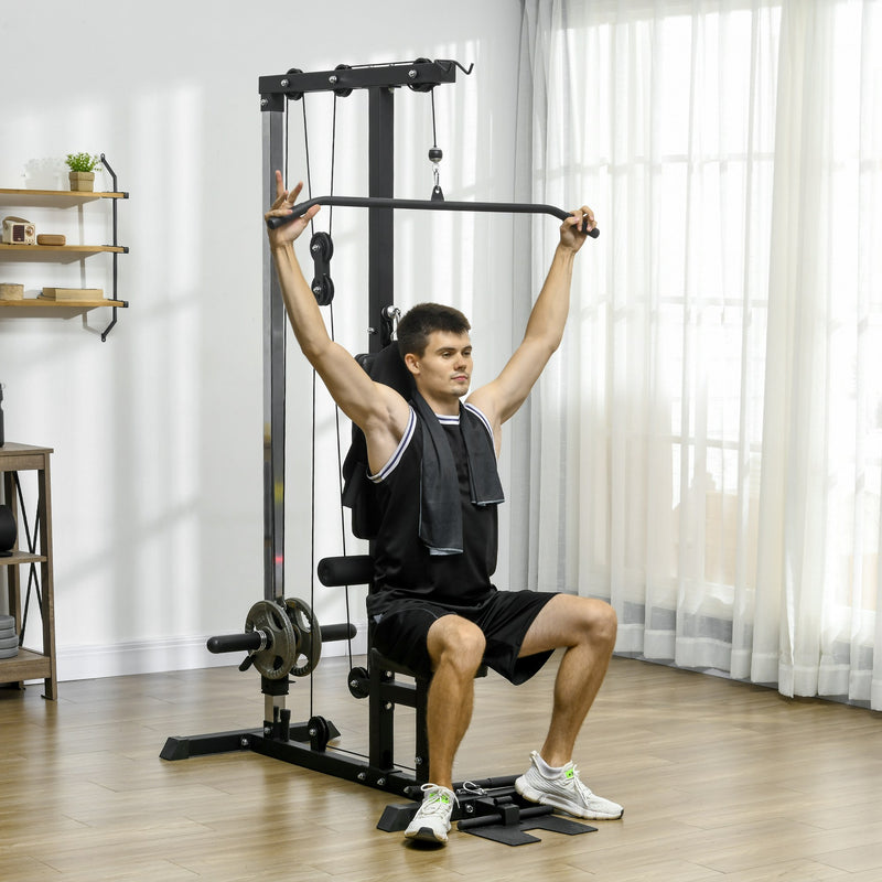 SPORTNOW Pull Up Station Power Cage with Adjustable Seat, Home Gym - Red