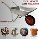 65 Litre 60kg Capacity Galvanised Samuel Alexander Metal Garden Wheelbarrow with Solid Puncture Proof Tyre