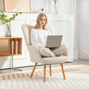 HOMCOM Upholstered Tufted Wingback Armchair with Seat Padding, Cream White