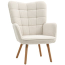 HOMCOM Upholstered Tufted Wingback Armchair with Seat Padding, Cream White