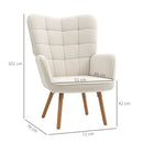 HOMCOM Upholstered Tufted Wingback Armchair with Seat Padding, Cream White