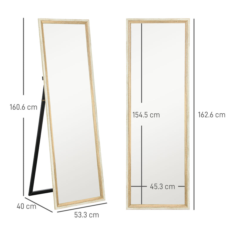 HOMCOM Full Length Mirror, Standing Leaning Wall, 163 X 53 Cm