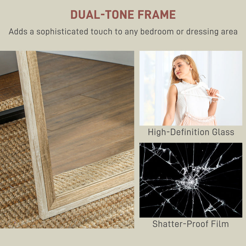 HOMCOM Full Length Mirror, Standing Leaning Wall, 163 X 53 Cm