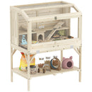 PawHut Wooden Hamster Cage, 2 Tier Hamster Habitat With Storage Shelf