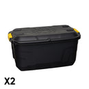 75L Heavy Duty Lockable & Stackable Storage Tub Chest on Wheels with Clips in Black