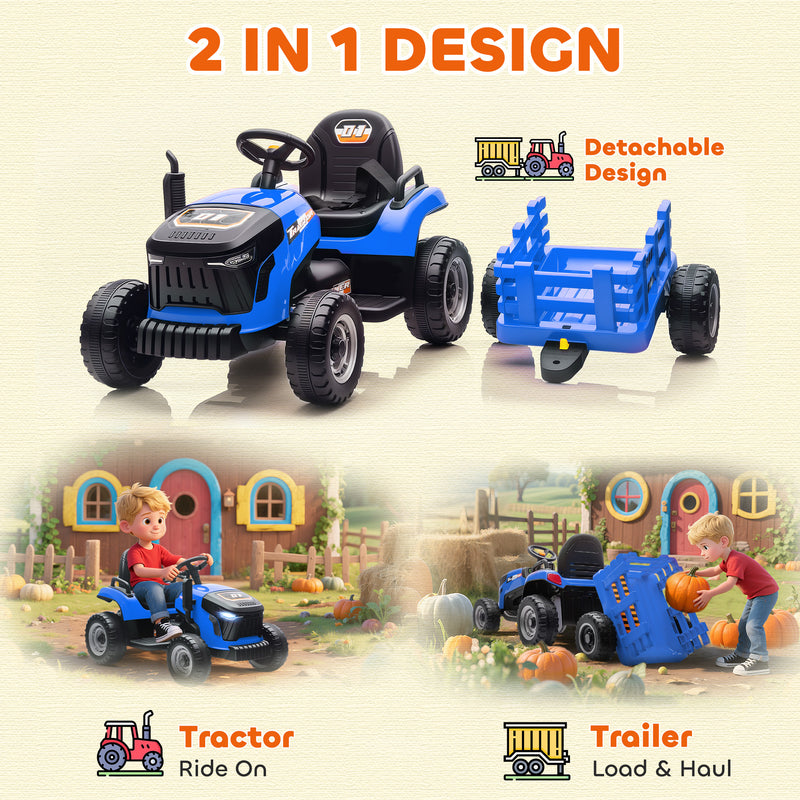 AIYAPLAY Ride on Tractor and Trailer, 12V Electric Ride on Tractor,