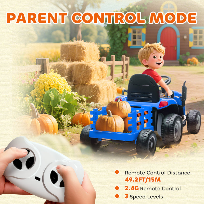 AIYAPLAY Ride on Tractor and Trailer, 12V Electric Ride on Tractor,