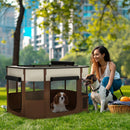 PawHut Portable Dog Pen For Puppies, Rabbits, Kittens, Guinea Pigs - Brown