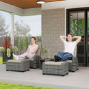Outsunny 5 PCs Rattan Garden Furniture Set with Reclining Chairs, Grey