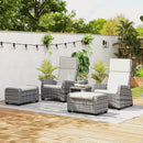 Outsunny 5 PCs Rattan Garden Furniture Set with Reclining Chairs, Grey