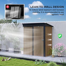 Outsunny Steel Garden Shed, Small Lean-to Shed for Bike, 5x3 ft Brown