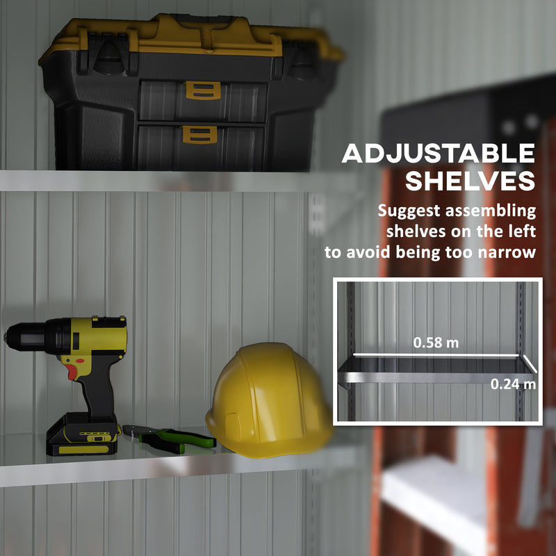 Outsunny Steel Garden Shed, Small Lean-to Shed for Bike, 5x3 ft Brown