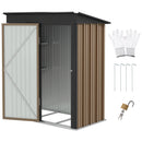 Outsunny Steel Garden Shed, Small Lean-to Shed for Bike, 5x3 ft Brown