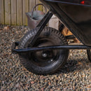 90 Litre 150kg Capacity Heavy Duty Outdoor Galvanised Pneumatic Metal Garden Wheelbarrow in Black