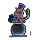 76cm Infinity Light up Standing Snowman Christmas Decoration with Multi-Coloured LEDs on Metal Base