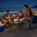 Outsunny 2ft Folding Camping Table, Picnic Table With Storage Layer, Black