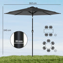 Outsunny 2.6 m Garden Parasol Umbrella with Light, Outdoor Patio Umbrella